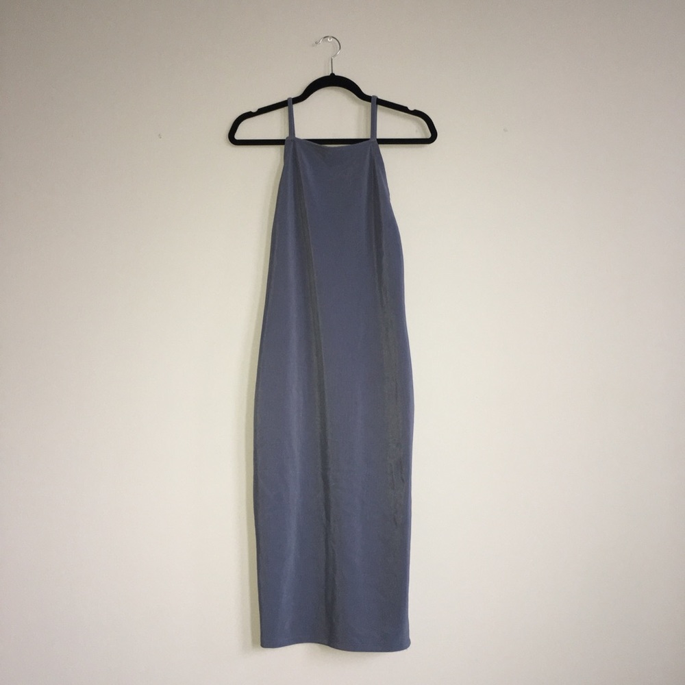 Blue sleeveless midi dress